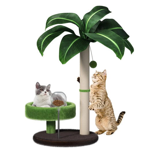 Cat Scratching Post with Bed and Palm Tree